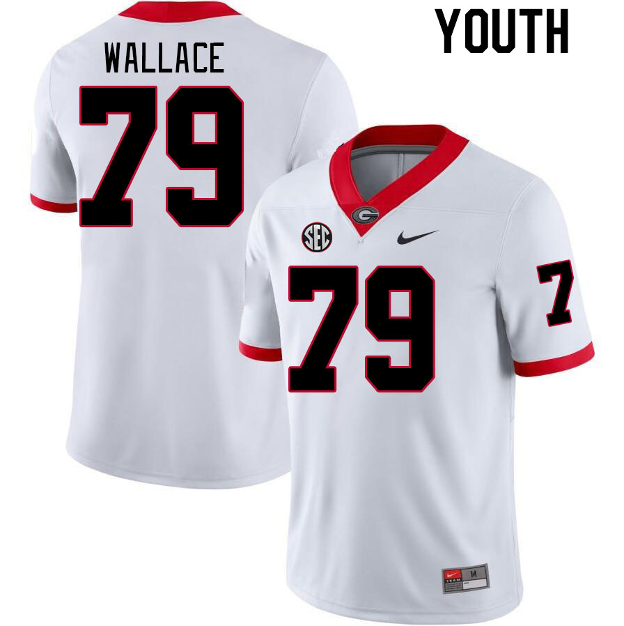 Youth #79 Weston Wallace Georgia Bulldogs College Football Jerseys Stitched-White